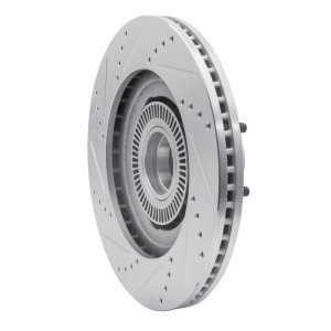 Ford Explorer Sport Brake Rotor (1) - Front Right - R1 Concepts - Drilled & Slotted - Silver - `01-`05